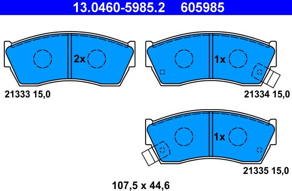 ATE 13.0460-5985.2 - Тормозные колодки, дисковые, комплект autospares.lv