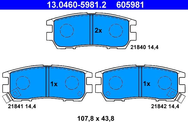 ATE 13.0460-5981.2 - Тормозные колодки, дисковые, комплект autospares.lv