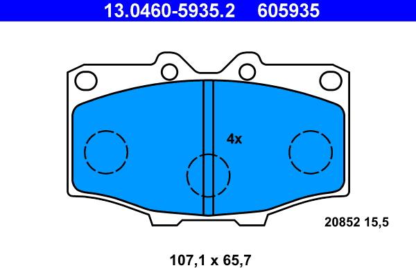 ATE 13.0460-5935.2 - Тормозные колодки, дисковые, комплект autospares.lv