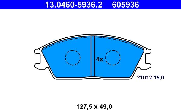 ATE 13.0460-5936.2 - Тормозные колодки, дисковые, комплект autospares.lv