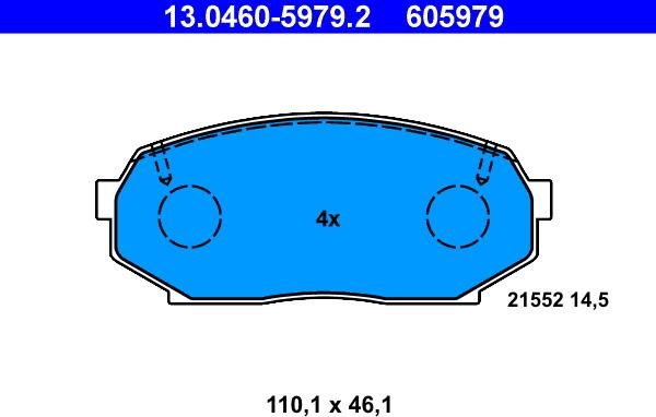 ATE 13.0460-5979.2 - Тормозные колодки, дисковые, комплект autospares.lv