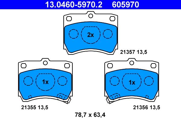 ATE 13.0460-5970.2 - Тормозные колодки, дисковые, комплект autospares.lv