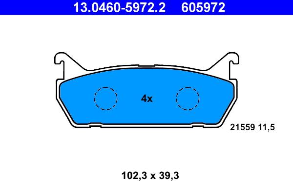 ATE 13.0460-5972.2 - Тормозные колодки, дисковые, комплект autospares.lv