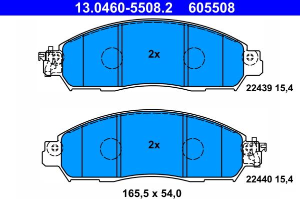 ATE 13.0460-5508.2 - Тормозные колодки, дисковые, комплект autospares.lv