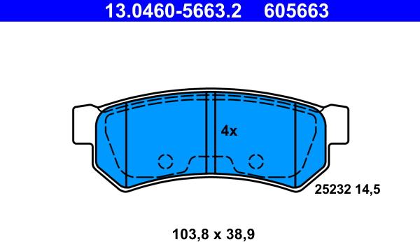 ATE 13.0460-5663.2 - Тормозные колодки, дисковые, комплект autospares.lv