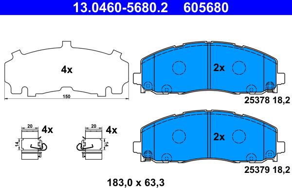 ATE 13.0460-5680.2 - Тормозные колодки, дисковые, комплект autospares.lv