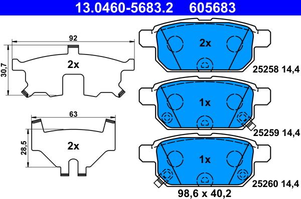 ATE 13.0460-5683.2 - Тормозные колодки, дисковые, комплект autospares.lv