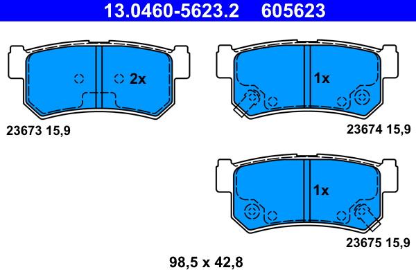 ATE 13.0460-5623.2 - Тормозные колодки, дисковые, комплект autospares.lv