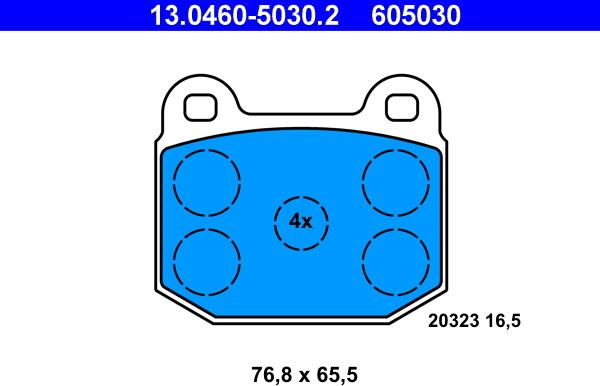 ATE 13.0460-5030.2 - Тормозные колодки, дисковые, комплект autospares.lv