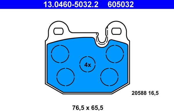 ATE 13.0460-5032.2 - Тормозные колодки, дисковые, комплект autospares.lv