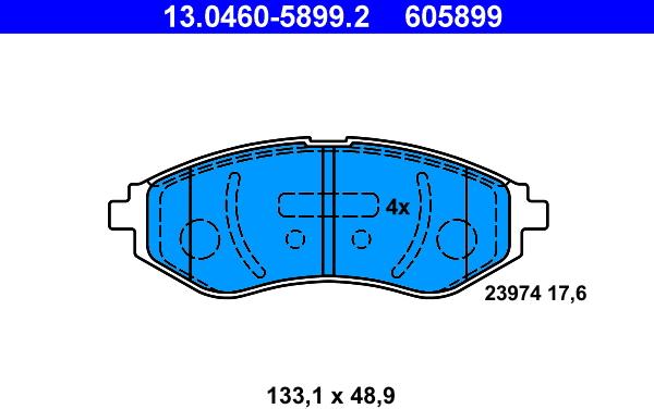 ATE 13.0460-5899.2 - Тормозные колодки, дисковые, комплект autospares.lv