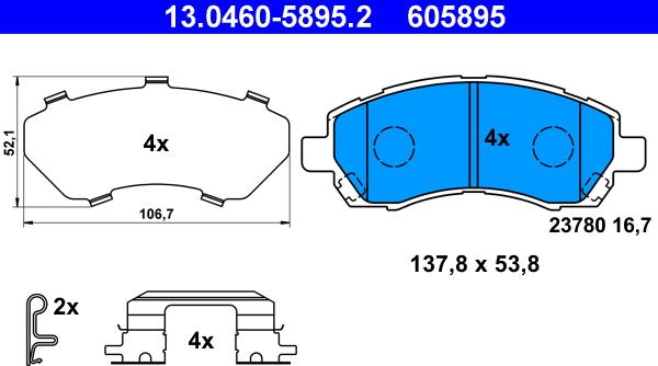 ATE 13.0460-5895.2 - Тормозные колодки, дисковые, комплект autospares.lv