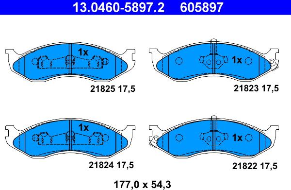 ATE 13.0460-5897.2 - Тормозные колодки, дисковые, комплект autospares.lv