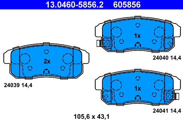 ATE 13.0460-5856.2 - Тормозные колодки, дисковые, комплект autospares.lv