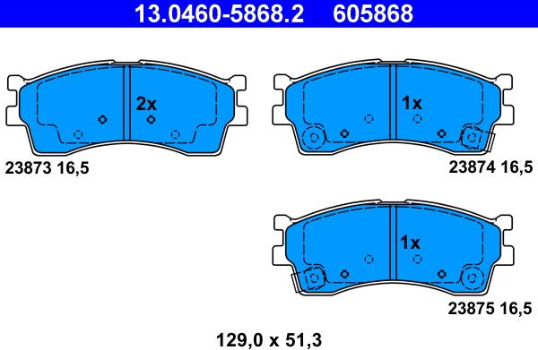 ATE 13.0460-5868.2 - Тормозные колодки, дисковые, комплект autospares.lv