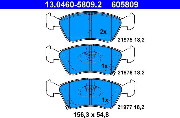 ATE 13.0460-5809.2 - Тормозные колодки, дисковые, комплект autospares.lv