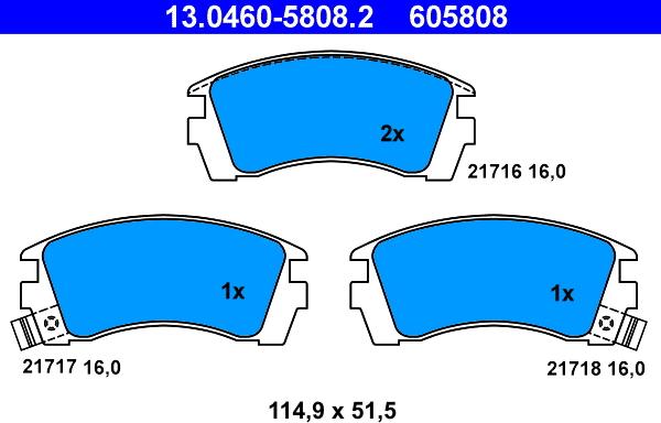 ATE 13.0460-5808.2 - Тормозные колодки, дисковые, комплект autospares.lv