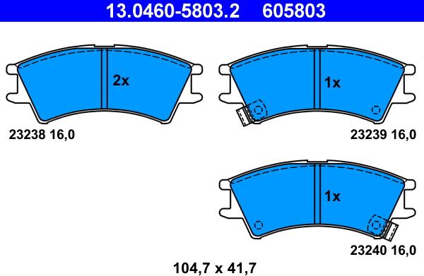 ATE 13.0460-5803.2 - Тормозные колодки, дисковые, комплект autospares.lv