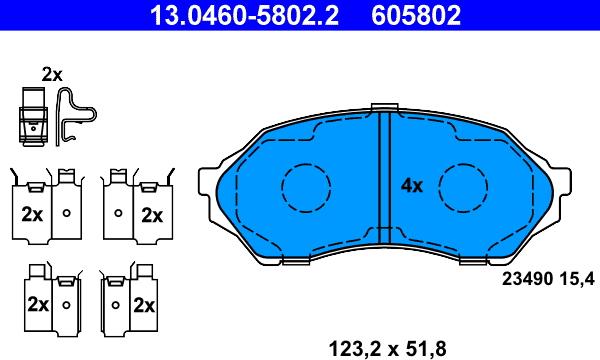 ATE 13.0460-5802.2 - Тормозные колодки, дисковые, комплект autospares.lv