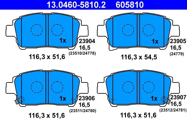 ATE 13.0460-5810.2 - Тормозные колодки, дисковые, комплект autospares.lv