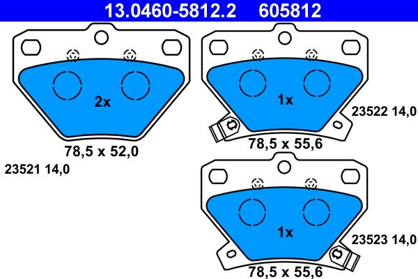 ATE 13.0460-5812.2 - Тормозные колодки, дисковые, комплект autospares.lv