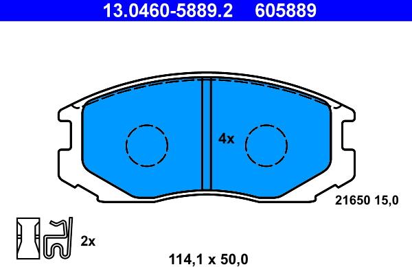 ATE 13.0460-5889.2 - Тормозные колодки, дисковые, комплект autospares.lv