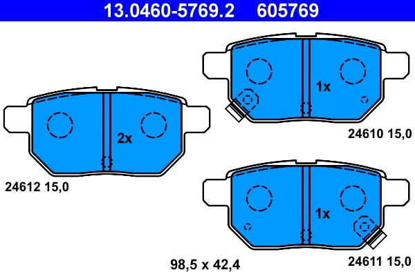 ATE 13.0460-5769.2 - Тормозные колодки, дисковые, комплект autospares.lv