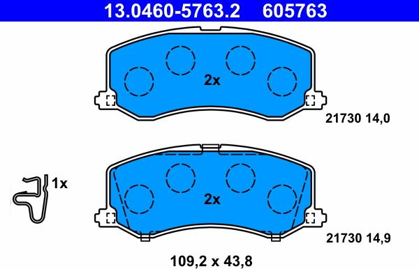 ATE 13.0460-5763.2 - Тормозные колодки, дисковые, комплект autospares.lv