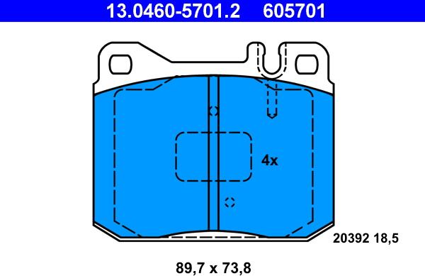 ATE 13.0460-5701.2 - Тормозные колодки, дисковые, комплект autospares.lv