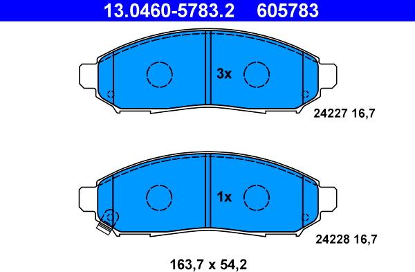 ATE 13.0460-5783.2 - Тормозные колодки, дисковые, комплект autospares.lv