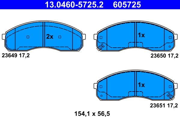 ATE 13.0460-5725.2 - Тормозные колодки, дисковые, комплект autospares.lv