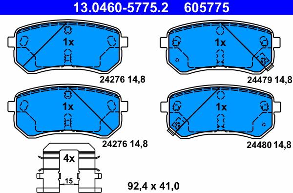 ATE 13.0460-5775.2 - Тормозные колодки, дисковые, комплект autospares.lv