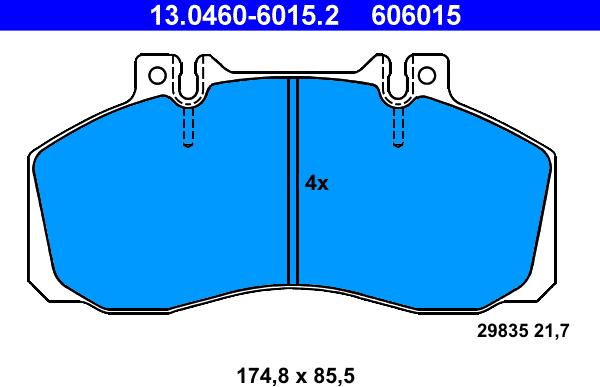 ATE 13.0460-6015.2 - Тормозные колодки, дисковые, комплект autospares.lv