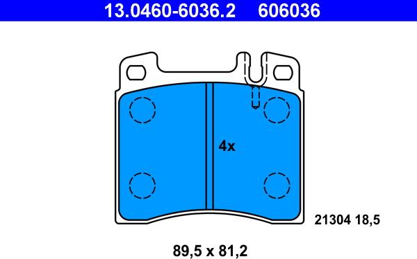 ATE 13.0460-6036.2 - Тормозные колодки, дисковые, комплект autospares.lv