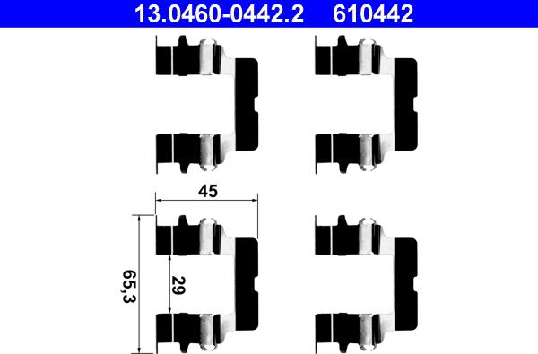 ATE 13.0460-0442.2 - Комплектующие для колодок дискового тормоза autospares.lv