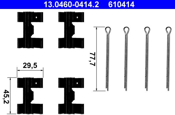 ATE 13.0460-0414.2 - Комплектующие для колодок дискового тормоза autospares.lv