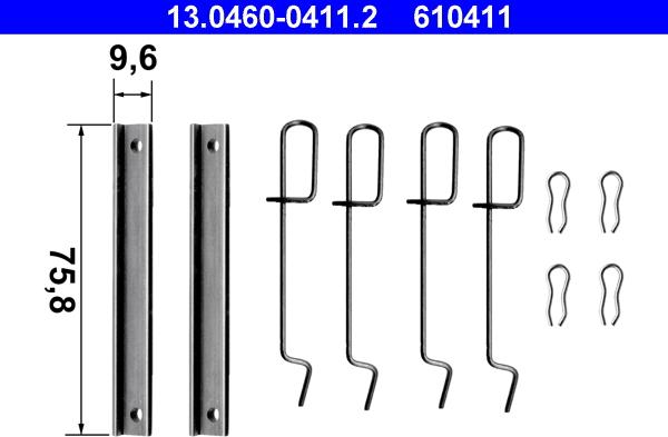 ATE 13.0460-0411.2 - Комплектующие для колодок дискового тормоза autospares.lv