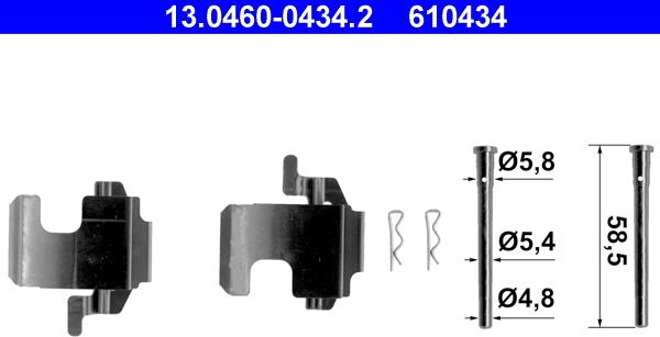 ATE 13.0460-0434.2 - Комплектующие для колодок дискового тормоза autospares.lv