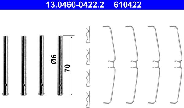 ATE 13.0460-0422.2 - Комплектующие для колодок дискового тормоза autospares.lv