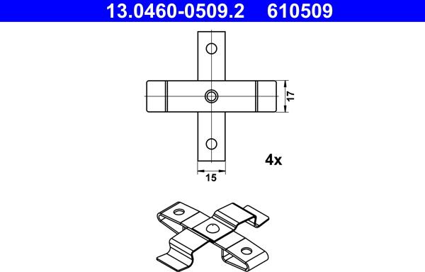 ATE 13.0460-0509.2 - Комплектующие для колодок дискового тормоза autospares.lv