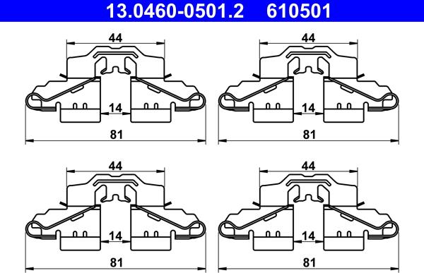 ATE 13.0460-0501.2 - Комплектующие для колодок дискового тормоза autospares.lv