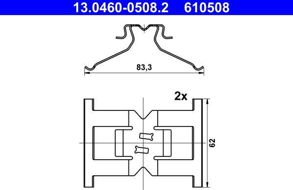 ATE 13.0460-0508.2 - Комплектующие для колодок дискового тормоза autospares.lv