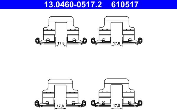 ATE 13.0460-0517.2 - Комплектующие для колодок дискового тормоза autospares.lv