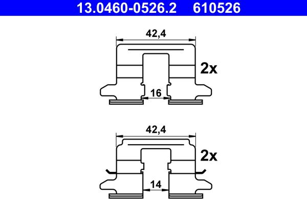 ATE 13.0460-0526.2 - Комплектующие для колодок дискового тормоза autospares.lv