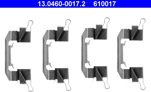 ATE 13.0460-0017.2 - Комплектующие для колодок дискового тормоза autospares.lv