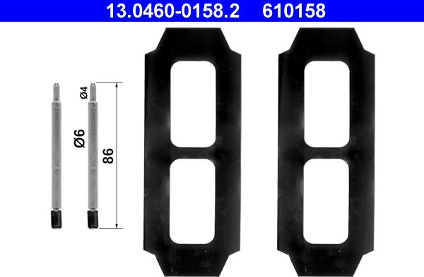ATE 13.0460-0158.2 - Комплектующие для колодок дискового тормоза autospares.lv