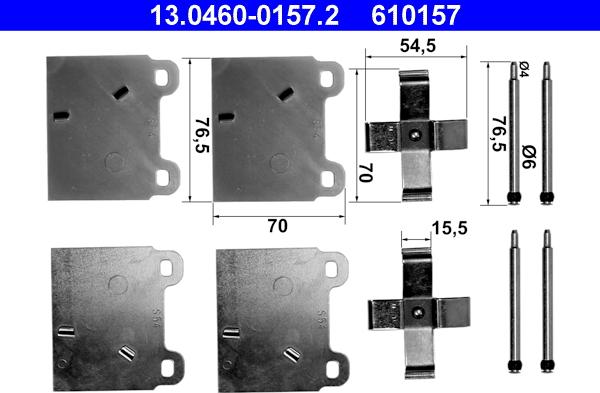 ATE 13.0460-0157.2 - Комплектующие для колодок дискового тормоза autospares.lv