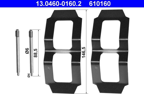 ATE 13.0460-0160.2 - Комплектующие для колодок дискового тормоза autospares.lv