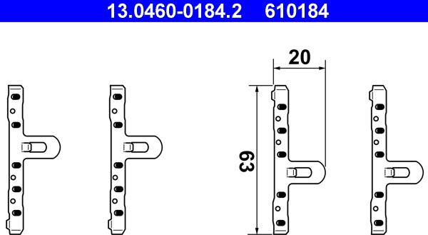 ATE 13.0460-0184.2 - Комплектующие для колодок дискового тормоза autospares.lv