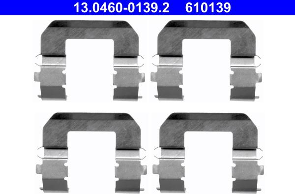 ATE 13.0460-0139.2 - Комплектующие для колодок дискового тормоза autospares.lv